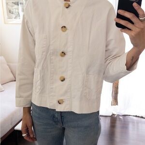 Women's Cream Button Up Denim Jacket